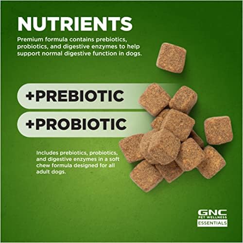 GNC Pets Essentials Digestion Soft Chews for Dogs, Bacon Flavor, 60 Count