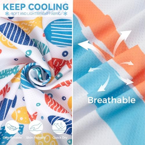 cyeollo 2Pack Dog Cooling Shirts Evaporative Dog Cooling Vest, M, Blue Fish
