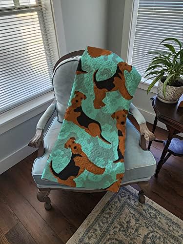 Caroline's Treasures MLM1042LQB Airedale Terrier Quilted Blanket 50x60 Artwork Pattern Quilted Throw Blanket for Bed, Couch, Sofa, Soft and Lightweight