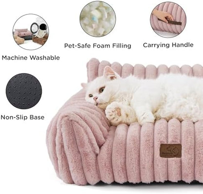 Bedsure ComfyFleece™ Shown on TV Fluffy Cat Couch for Pets,24in Blush Pink