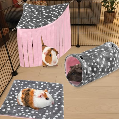 Guinea Pig Hideout, 3 Pack Tunnel Mat Corner Pet Cage Accessories