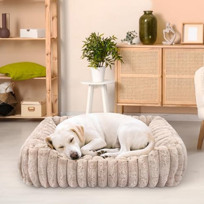 Rectangular Dog Bed, Washable Non-Slip Pet Mat, 24 Inch, Camel