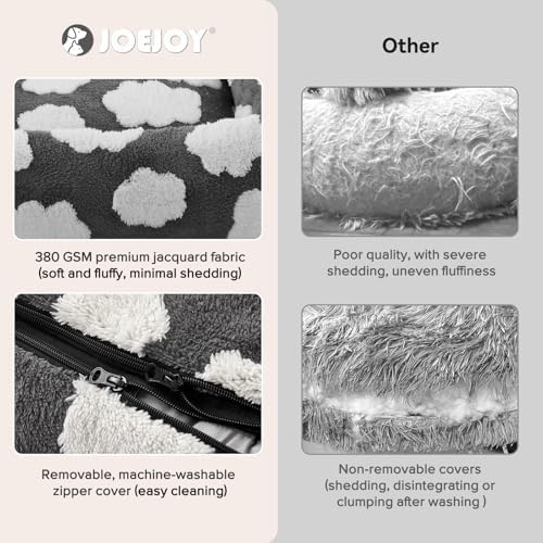 JOEJOY Small Dog Bed for Small Dogs, Rectangle Washable Orthopedic Dog Bed with Removable Zipper Cover, Cute Soft Calming Puppy Pet Bed with Jacquard Shaggy Plush & Non Skid Bottom