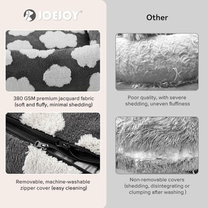 JOEJOY Small Dog Bed for Small Dogs, Rectangle Washable Orthopedic Dog Bed with Removable Zipper Cover, Cute Soft Calming Puppy Pet Bed with Jacquard Shaggy Plush & Non Skid Bottom