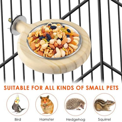 KATUMO Conure Perch Bird Wood Perch Stand Toy Parrot Cage Toy Bird Food Cup for Parakeet Lovebird Finch Conure Budgie Small Birds
