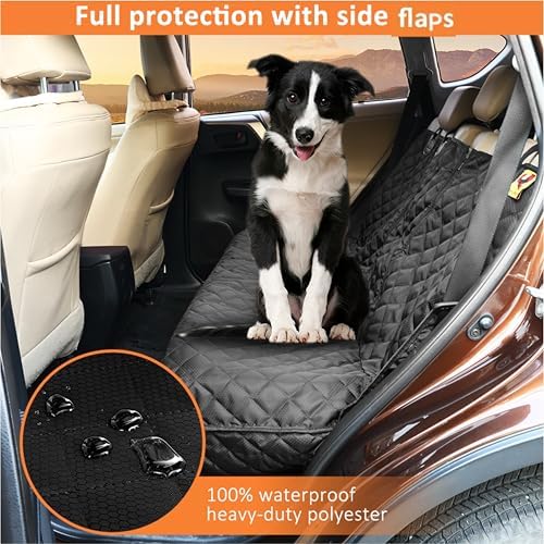 Bark Lover Dog Car Seat Cover for Back Seat, Upgraded Thickened Matte Fabric, Waterproof Car Seat Protector, Non-Slip Backseat Cover for Dogs in Car, Armrest Compatible, Fits Most Cars SUVs & Trucks