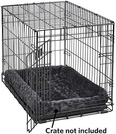 MidWest Homes for Pets Dog Bed - Gray Faux Fur Bolster, Ultra-Soft and Machine Washable, Fits 24-Inch Crates and Carriers, for Small Dogs and Cats