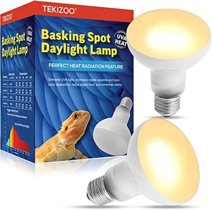 Heat Lamp Bulbs Reptile Basking Light Spot Daylight for Bearded Dragon,Lizard,Tortoise,Amphibian 75W(2 Pack)