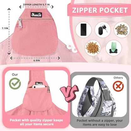 SlowTon Dog Carrier Sling - Thick Padded Shoulder Strap Adjustable, Peach S