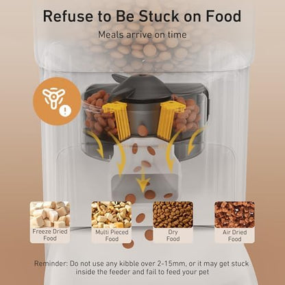 Automatic Cat Feeder - 7L/29 Cups Cat Food Dispenser with Desiccant Bag, 1–6 Meals, Ideal for 2–15mm Dry Food, Auto Pet Feeder with Dual Power Supply, Automatic Dog Feeder for Small Medium Breed
