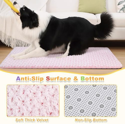 Dog Bed for Crate Pad, High Resilience Foam Crate Mat Bed, 35x22, Pink