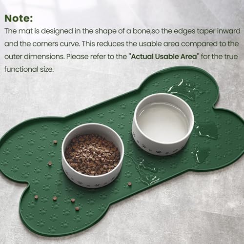 PWTAA Dog Food Mat Anti-Slip Silicone Dog Bowl Mat Thicker Pet Placemat Waterproof Cat Feeder Pad with Raised Edge Puppy Kitten Feeding Mats Suitable Small Medium-Sized Dogs Cats Eating Tray