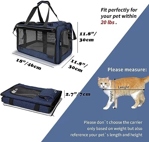 GAPZER Medium Cat Carrier Large Cat 15 lbs+ Soft Pet Car Cage Small Puppy