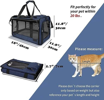 GAPZER Medium Cat Carrier Large Cat 15 lbs+ Soft Pet Car Cage Small Puppy