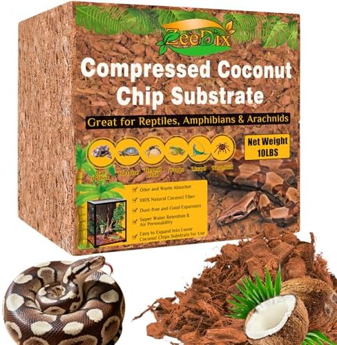 ZeeDix 10LBS Coconut Husk Chip Substrate for Reptiles, 72QT Coco Husk Chips
