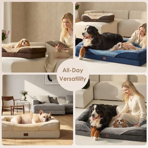 EHEYCIGA Orthopedic XL Dog Bed for Large Dog, Memory Foam Dog Couch, Green