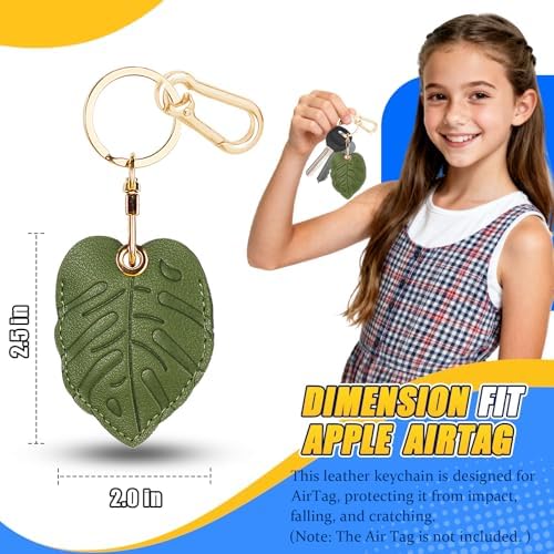 Leather Keychain Holder Case for AirTag, Cute Protective Cover for Apple Airtag KeyChain, GPS Tracker Item Finder