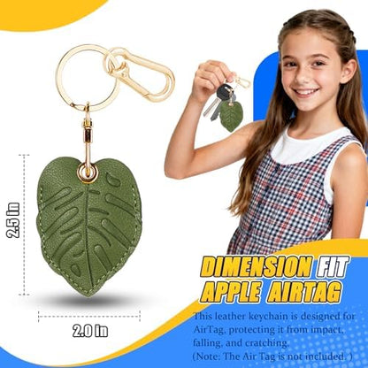 Leather Keychain Holder Case for AirTag, Cute Protective Cover for Apple Airtag KeyChain, GPS Tracker Item Finder