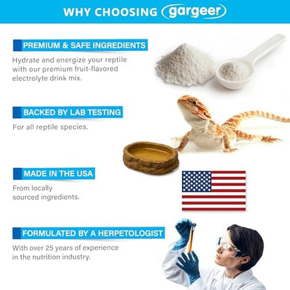 Gargeer 3.5oz Reptiles Electrolyte Drink Supplement with Fruits. USA Made