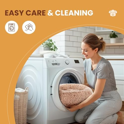 Dog & Cat Bed for Indoor Cats Calming Donut Bed Puppy Kitten Washable Round Fluffy Pet for Small Medium Dogs and Cats