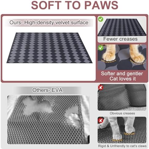 BEAUTYZOO Cat Litter Mat, 32" x 45" Large Litter Trapping Mat, Waterproof