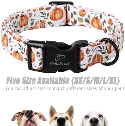 Fall Dog Collar, Cute Orange Pumpkin Pattern Puppy Collar M