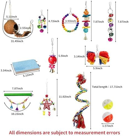 16 Pack Bird Toys for Cockatiel Parrots Parakeet Budgie Conures