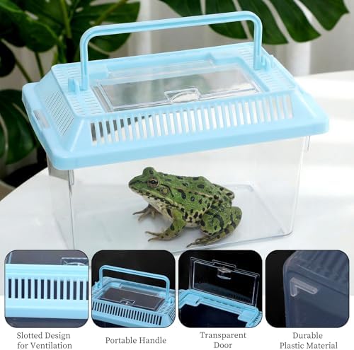 12 PCS 7"×4.3"x4.3" Large Plastic Reptile Terrariums Carrier Cage Snake Breeding Box Hatching Container Clear Fish Tank with Ventilated Lid for Spider, Tarantula, Hermit Crab, Lizard, Turtle