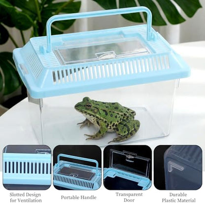 12 PCS 7"×4.3"x4.3" Large Plastic Reptile Terrariums Carrier Cage Snake Breeding Box Hatching Container Clear Fish Tank with Ventilated Lid for Spider, Tarantula, Hermit Crab, Lizard, Turtle