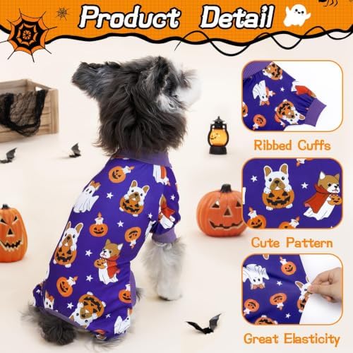 XPUDAC 4 Pack Halloween Dog Clothes Puppy Pajamas for Small Dogs, XS