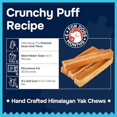 100% Natural Yak Cheese Himalayan Made Dog Chews All Breeds - Lactose Free Yak Chew for Small Medium & Large Dogs - Dental Cleaning Dog Chews for Aggressive Chewers - Long Lasting Odor & Gluten Free