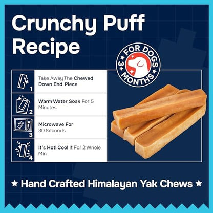 100% Natural Yak Cheese Himalayan Made Dog Chews All Breeds - Lactose Free Yak Chew for Small Medium & Large Dogs - Dental Cleaning Dog Chews for Aggressive Chewers - Long Lasting Odor & Gluten Free