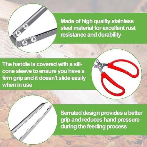 Vodolo Snake Feeding Tongs,2PCS 15 Inch Reptile Feeding Tongs,Extra Long Large Tweezers for Corn Ball Python Accessories,Bearded Dragon Reptile Gecko Tank Accessories Terrarium Supplies