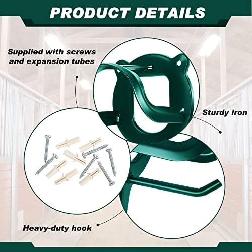 Dunzy 6 Pcs Bridle Hooks Horse Bridle Rack, Dark Green