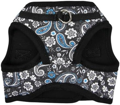 Puppia Cynthia Dog Vest Harness B (Step-in) Fashionable Paisley Pattern Spring Summer Harness for Small and Medium Dogs, Black, X-Large