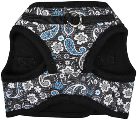 Puppia Cynthia Dog Vest Harness B (Step-in) Fashionable Paisley Pattern Spring Summer Harness for Small and Medium Dogs, Black, X-Large