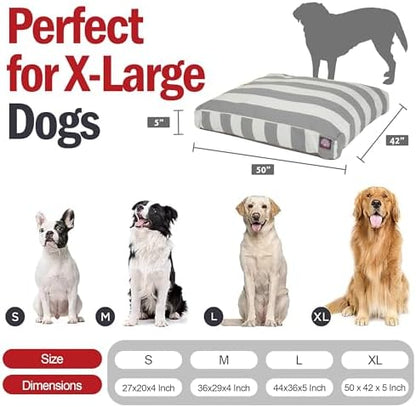 Majestic Pet Rectangular Dog Bed, X-Large, 50x42x5 in, Washable, Gray