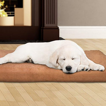 PETMAKER Dog Bed with Removable Cover – 44x35 Pet Bed - 3-Inch Egg Crate Style Foam Orthopedic Dog Mattress, Microsuede, and Non-Slip Crate Pad (Clay)