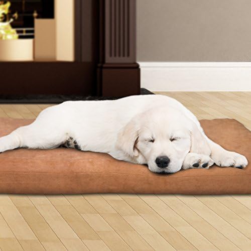 PETMAKER Dog Bed with Removable Cover – 44x35 Pet Bed - 3-Inch Egg Crate Style Foam Orthopedic Dog Mattress, Microsuede, and Non-Slip Crate Pad (Clay)
