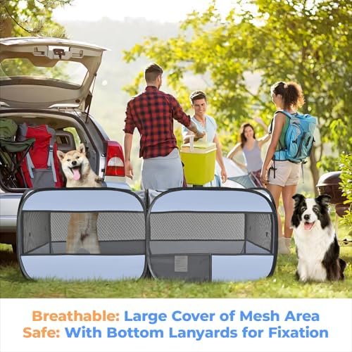 2-in-1 Pop Up Cat Playpen, Detachable into 2 Separate Pens with Additional Doors, Assembly-Free Portable Dog Crates Pet Pen Tent Kennel Kitten Puppy Enclosure Cage Indoor Outdoor Foldable Condo(S)