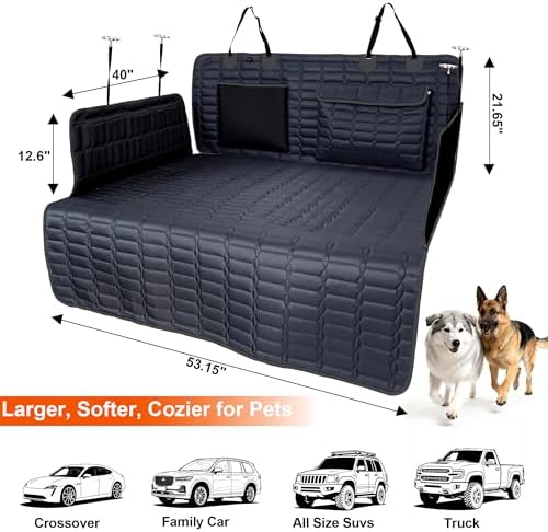 Reliadura SUV Cargo Liner for Dogs, Waterproof Pet Trunk Cover with Bumper Flap Protector, Non-Slip Scratchproof, Non-Slip Dog Seat Mat for SUVs, Large Size Cargo Liner Universal Fit Black