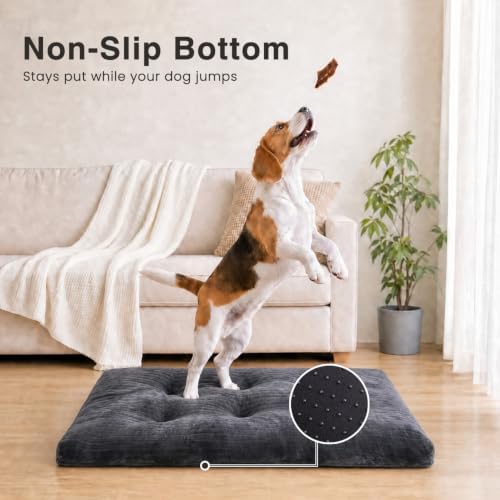 KSIIA Washable Dog Crate Bed Kennel Mat for Large Dogs,48 x 29 Inch, Gray