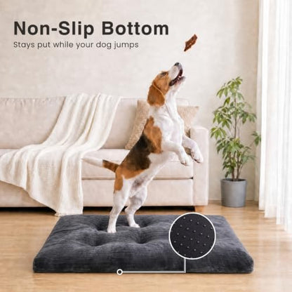 KSIIA Washable Dog Crate Bed Kennel Mat for Large Dogs,41 x 27 Inch, Gray