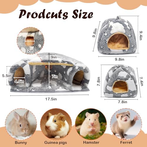 3PCS Guinea Pig Tunnel Set Washable Guinea Pig Houses and Hideouts Small Animals Hideout Tubes for Hamster Chinchilla Bunny Hedgehog Ferret Rat