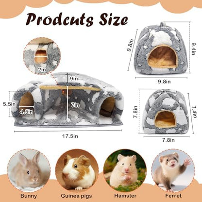 3PCS Guinea Pig Tunnel Set Washable Guinea Pig Houses and Hideouts Small Animals Hideout Tubes for Hamster Chinchilla Bunny Hedgehog Ferret Rat
