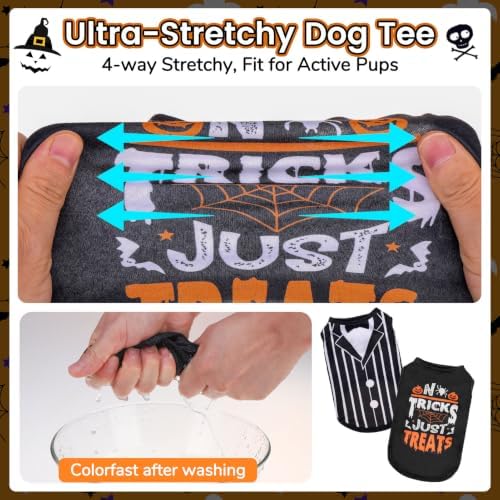 BINGPET 2PCS Dog Halloween Costume, Soft Cotton Puppy Shirt, Trick or Treat