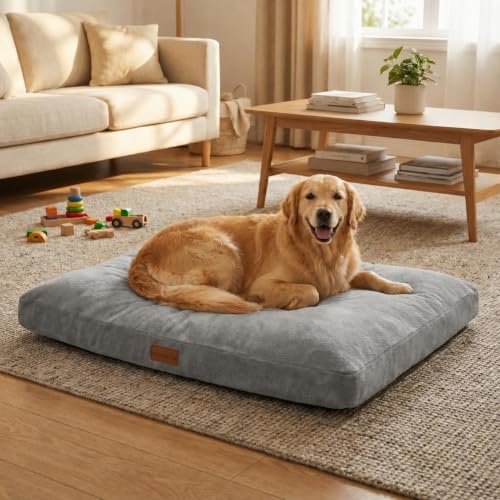 Dog Super Soft Large Dog Bed, 42 Inches Orthopedic Memory Foam Pet Beds with Anti Slip Bottom, Dog Sleeping Mattress with Removable and Washable Cover