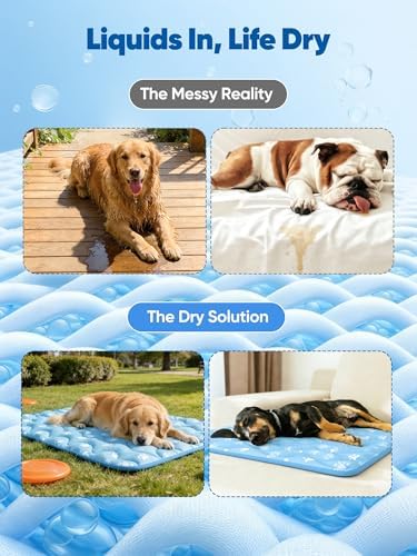 Rywell 24x18in Dog Cooling Mat with One-Way Moisture & Arc-Chill 3.0