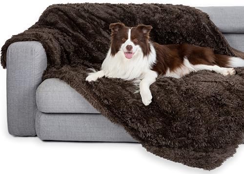 gogobunny Waterproof Dog Blanket for Couch & Furniture Protection - Super Soft Reversible Throw for Large Dogs & Cats, Calming Washable Fur & Sherpa Pet Blanket (50x60 Inch, Chocolate)
