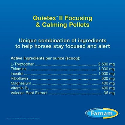 Farnam Quietex II Horse Calming Supplement Pellets, Helps Manage Nervous Behavior and Keep Horses Calm & Composed in Stressful Situations, 1.625 Lbs, 26 Day Supply (Pack of 6)